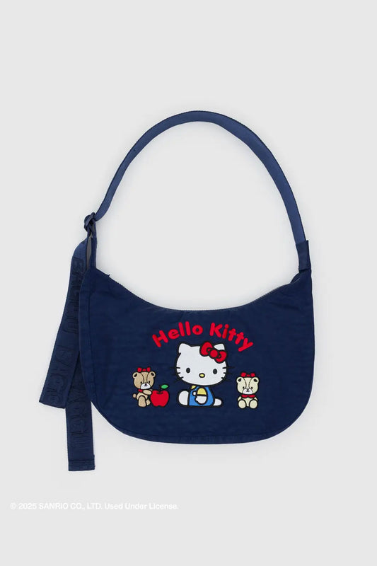 Medium Nylon Crescent Bag - Embroidered Hello Kitty & Teddy