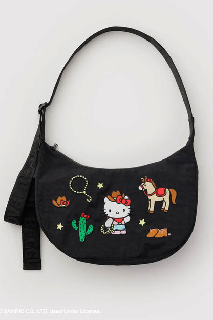 Medium Nylon Crescent Bag - Embroidered Hello Kitty Western