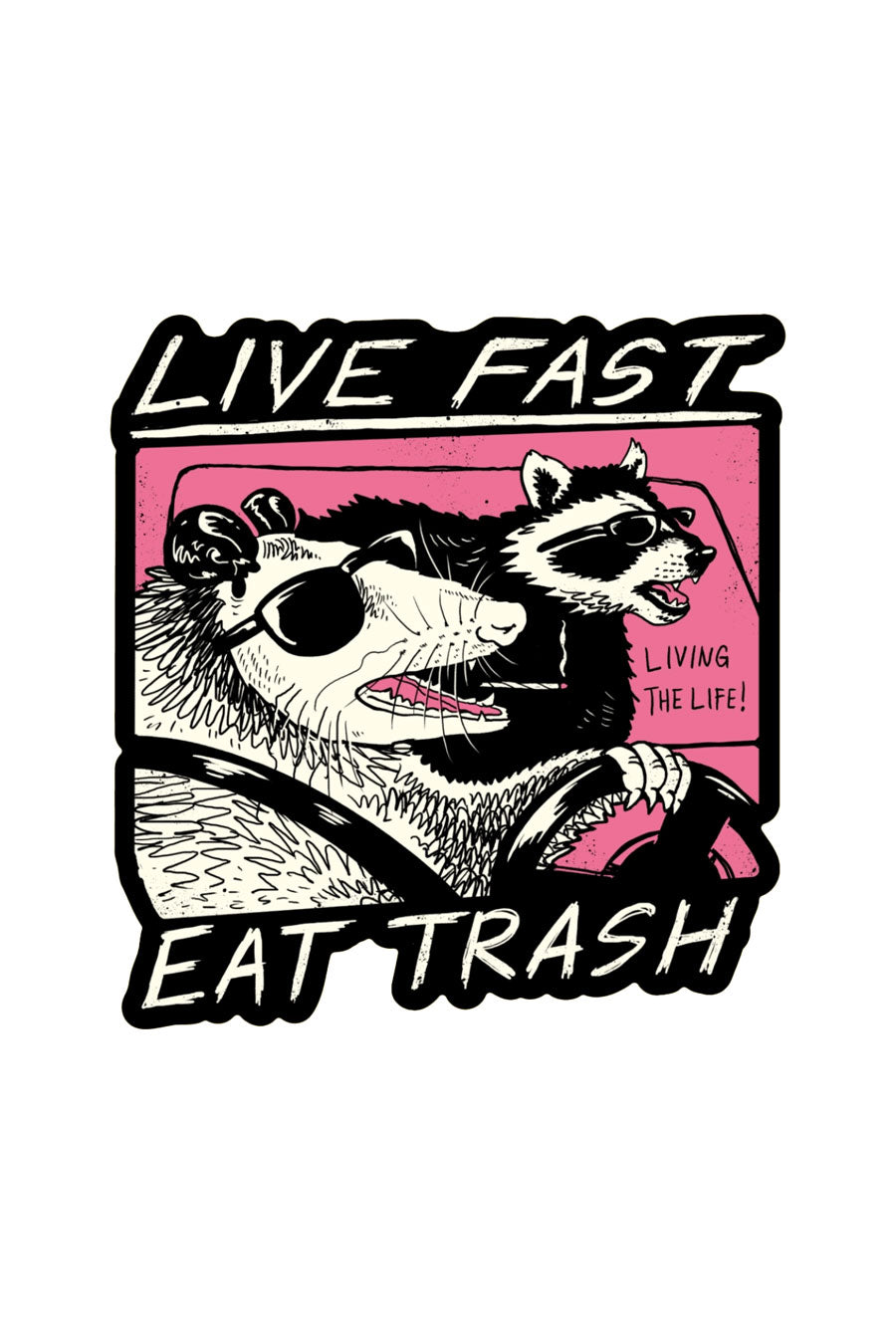 Live Fast Eat Trash Sticker