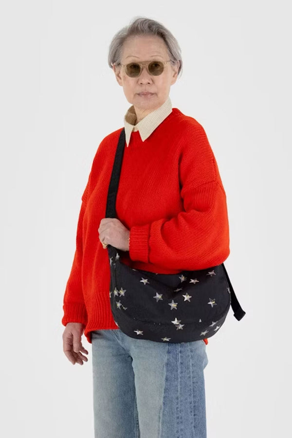 Medium Nylon Crescent Bag - Stars