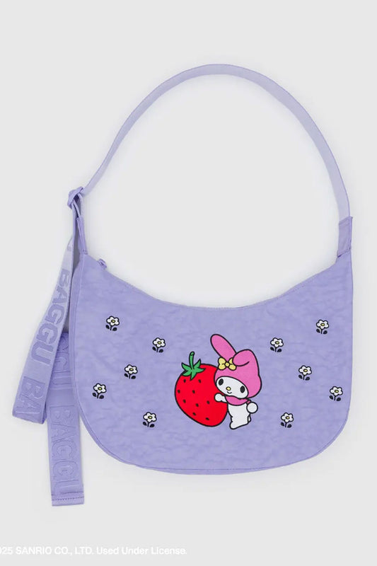 Medium Nylon Crescent Bag - Embroidered My Melody Strawberry