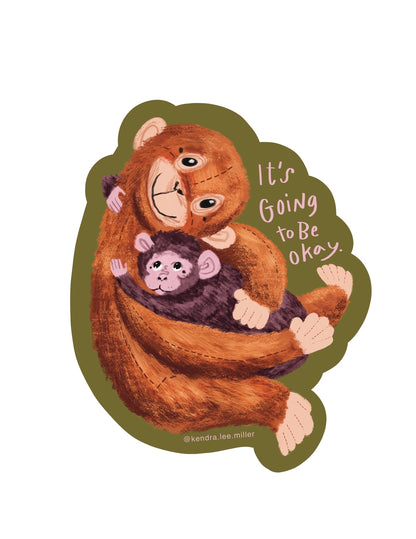 Its Going To Be Okay Punch Monkey Vinyl Sticker