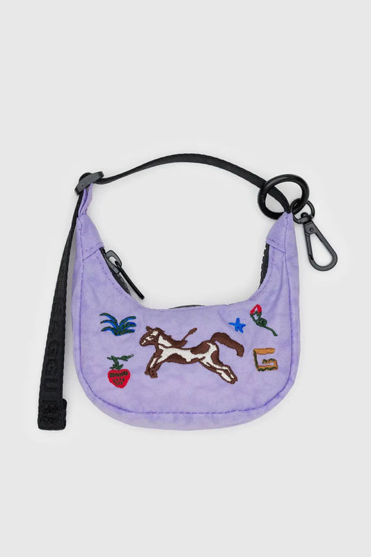 Crescent Bag Charm - Embroidered Pony