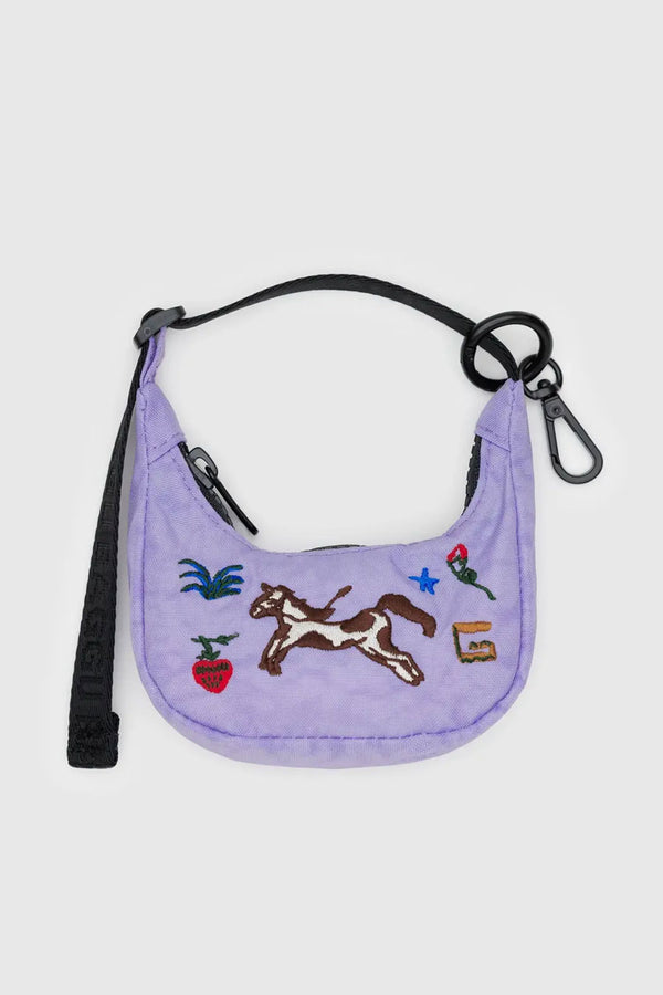 Crescent Bag Charm - Embroidered Pony