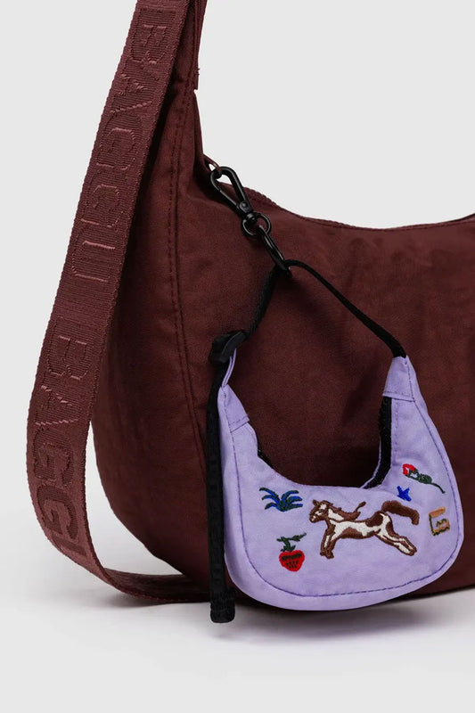 Crescent Bag Charm - Embroidered Pony