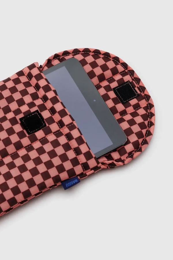 Puffy Tablet Sleeve 8" - Pink Brown Check