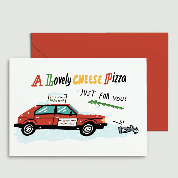 A Lovely Cheese Pizza Holiday Card