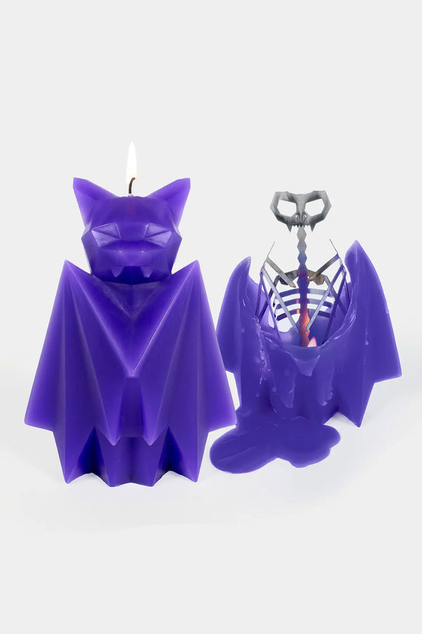 PyroPet Blaka Bat Skeleton Candle - 7" Tall, Purple