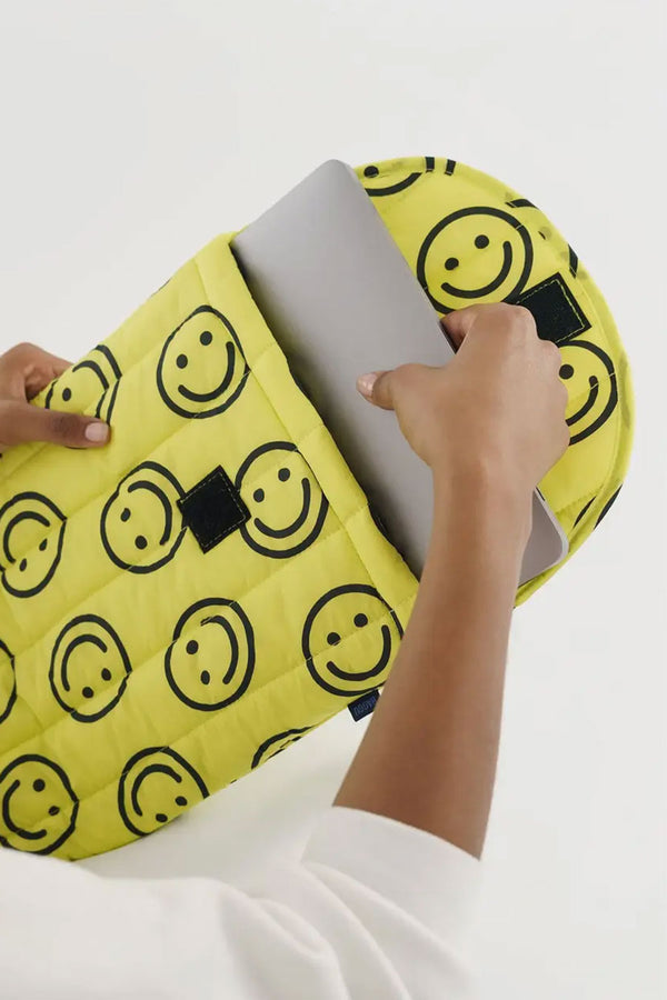 Puffy Laptop Sleeve 16" - Yellow Happy