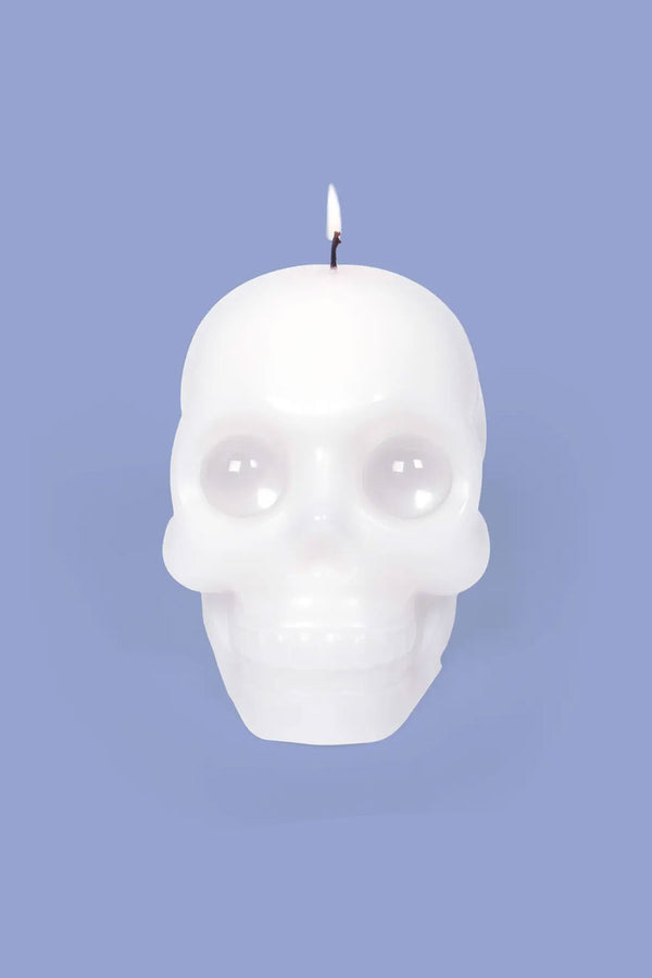 Skull Candle With Crystal Eyeballs - 20 Hr Burn, White