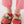 Load image into Gallery viewer, Photograph on white backdrop of a person in pink pants and pink socks wearing light pink slippers with large strawberries on them. The slippers are backless and have a black rubber sole.
